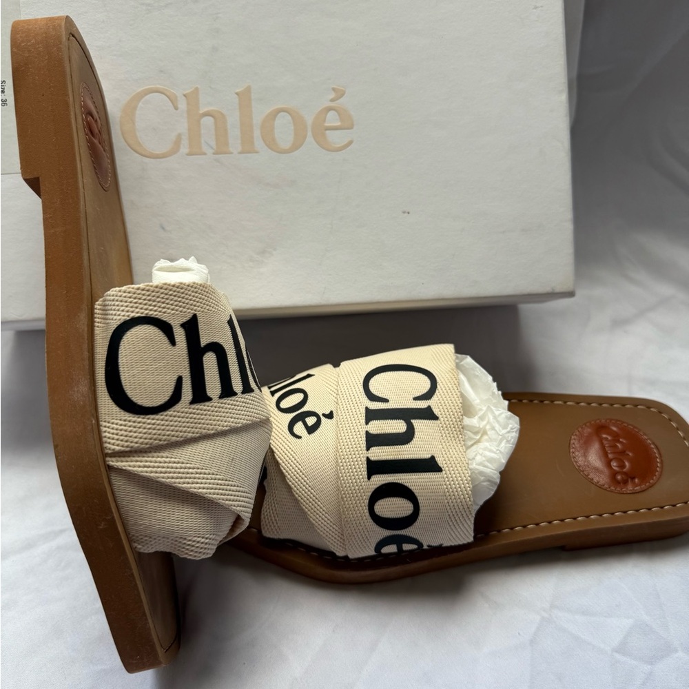 Chloe Tan and Cream Sandals